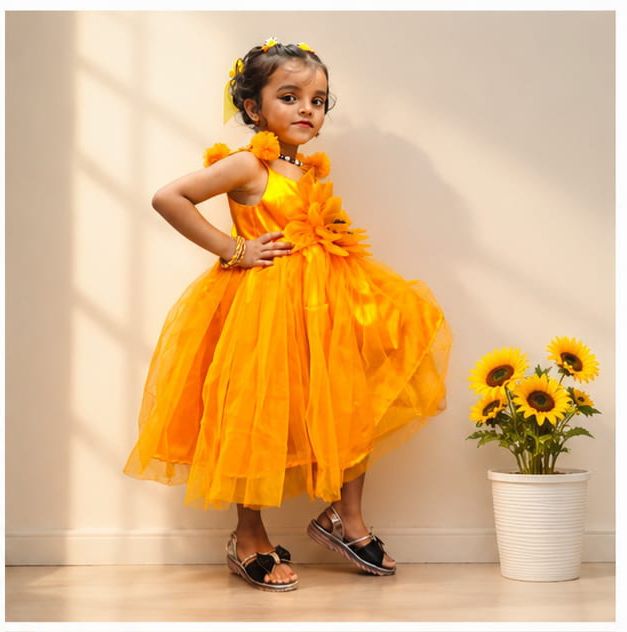 Sunshine Yellow Princess Party Dress for Girls 💛✨